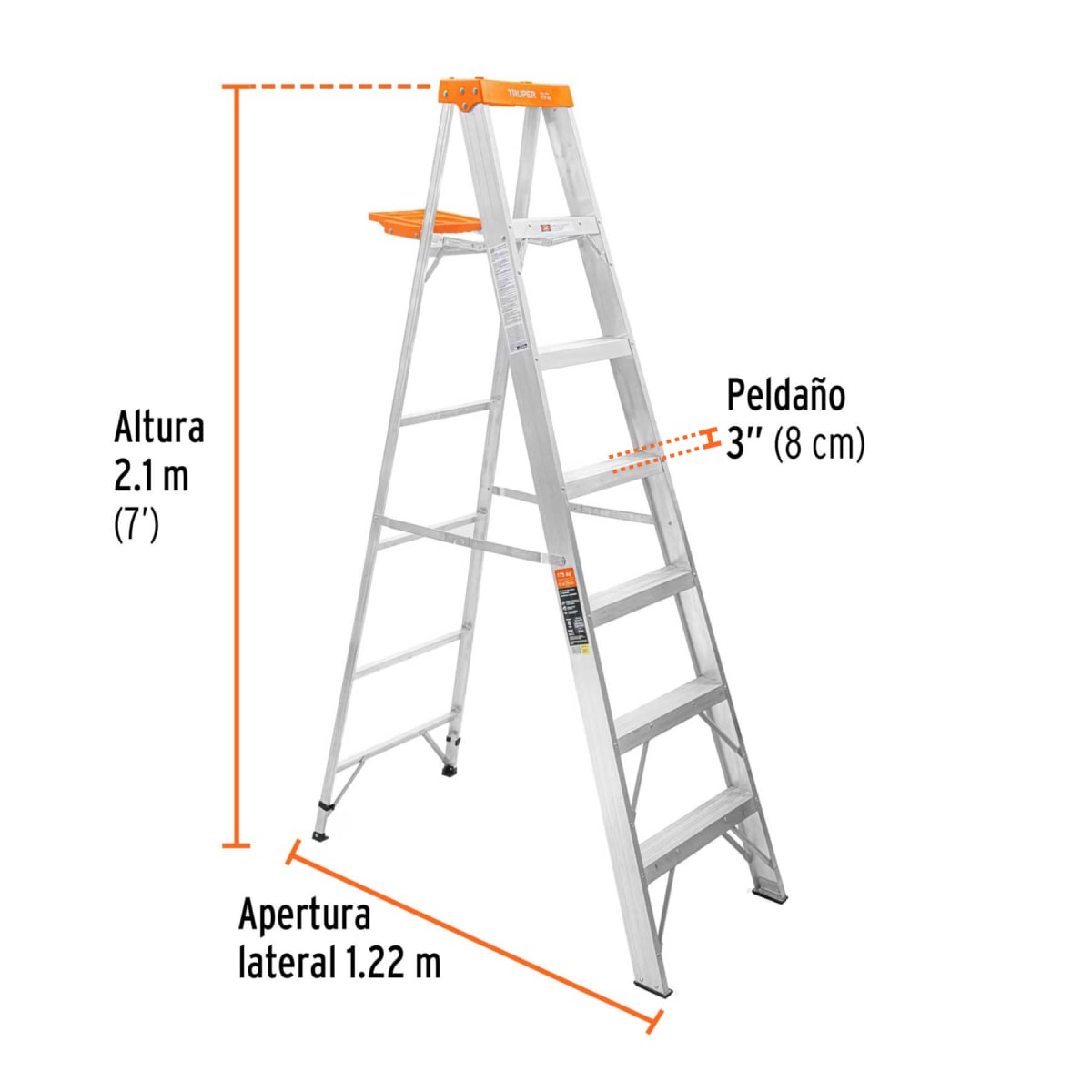 Escalera Truper 6 Peldaños + Base 175Kg | 167442