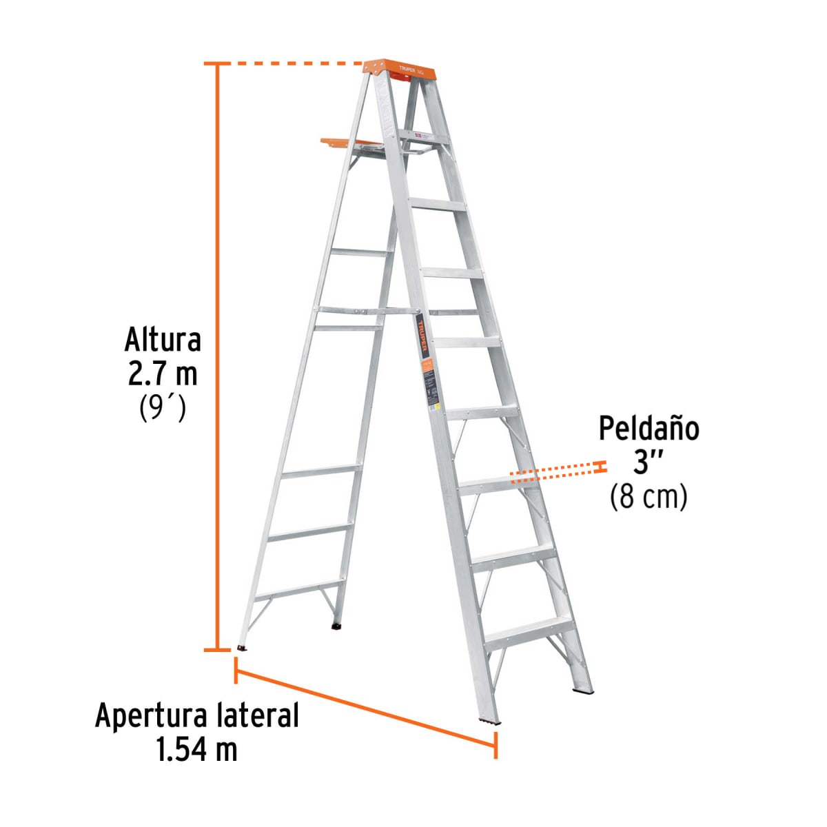 Escalera Truper 8 Peldaños + Base | 103382