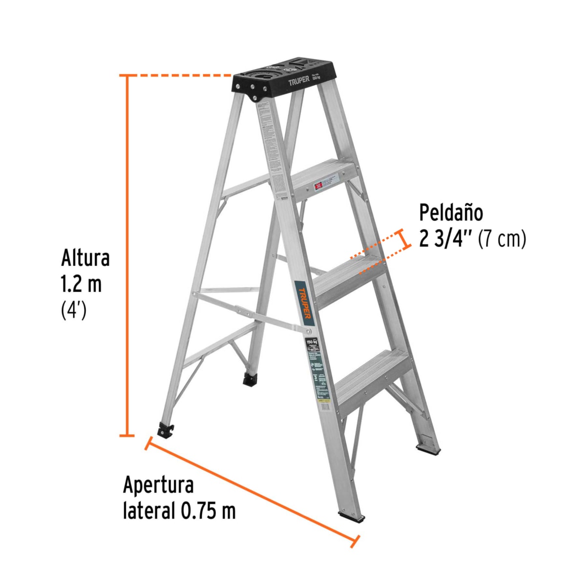 Escalera Truper 3 Peldaños + Base | 167412
