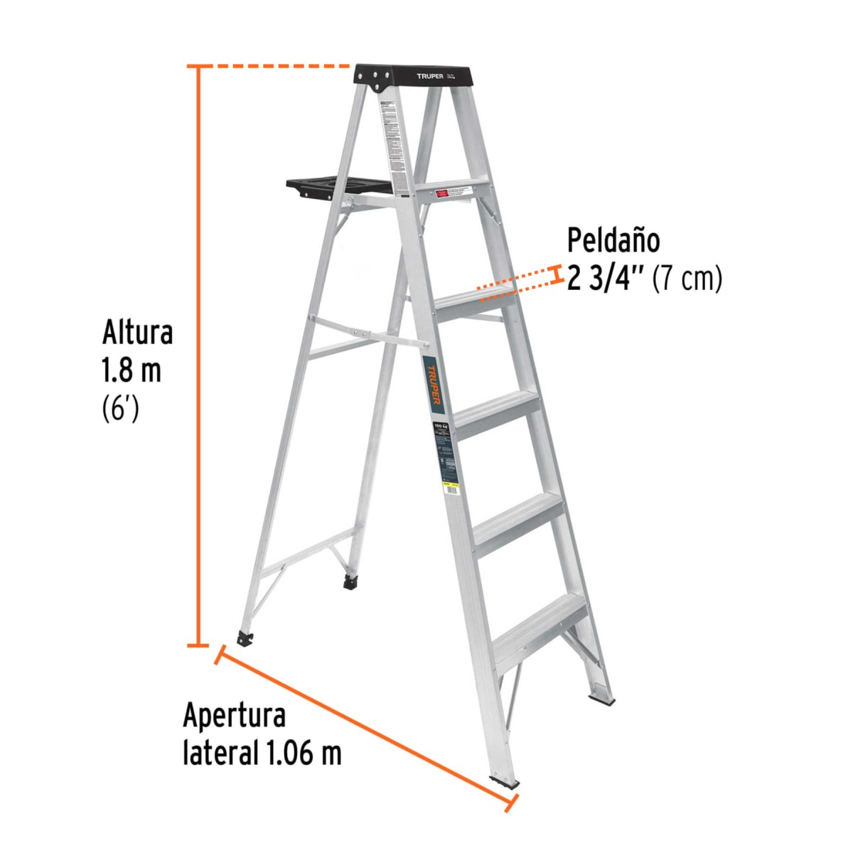 Escalera Truper 5 Peldaños + Base | 167432