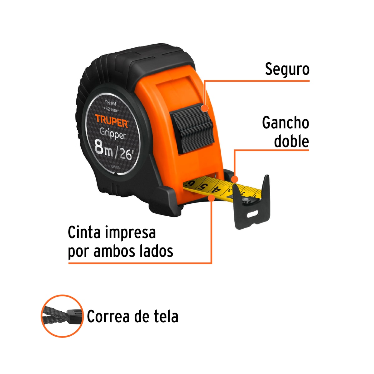 Cinta Metrica Truper 8 Metros | FH-8M2