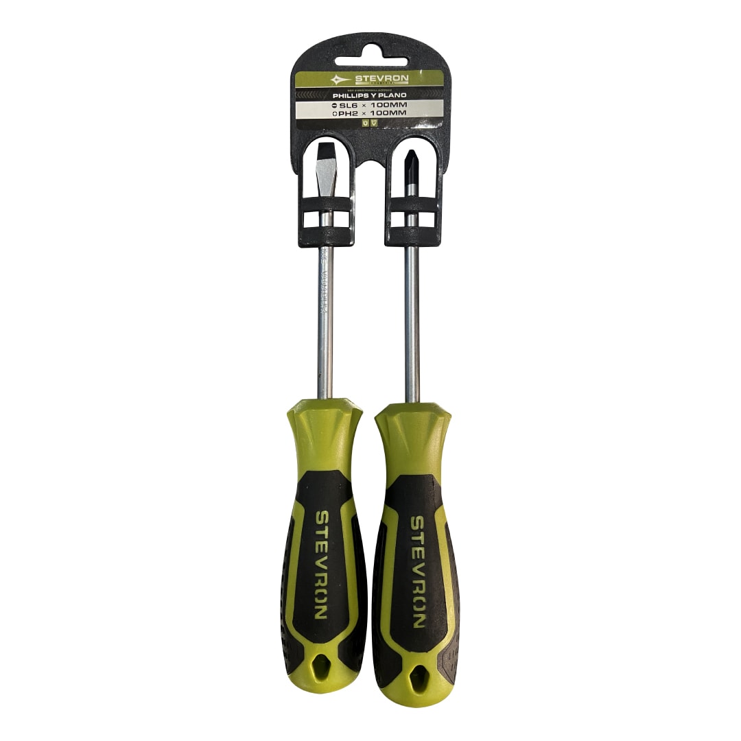 Juego Destornilladores Stevron 2Pcs Imantado SL6 PH2 x 100mm | BCR2X 1