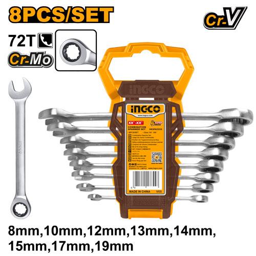 Juego Llaves Punta Chicharra Ingco 8Pcs 8-19mm | HKSPAR10821