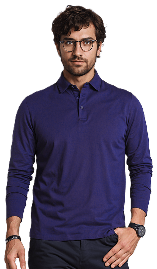Polera Pique TLA Azul Marino Manga Larga1