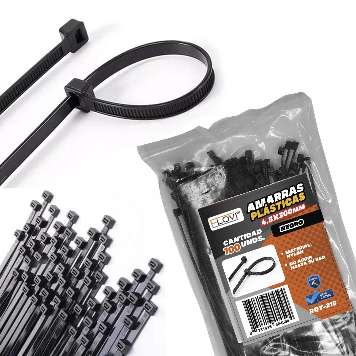 Amarras Plasticas Flovi 4.8x300mm 100Uds | RQT-2161
