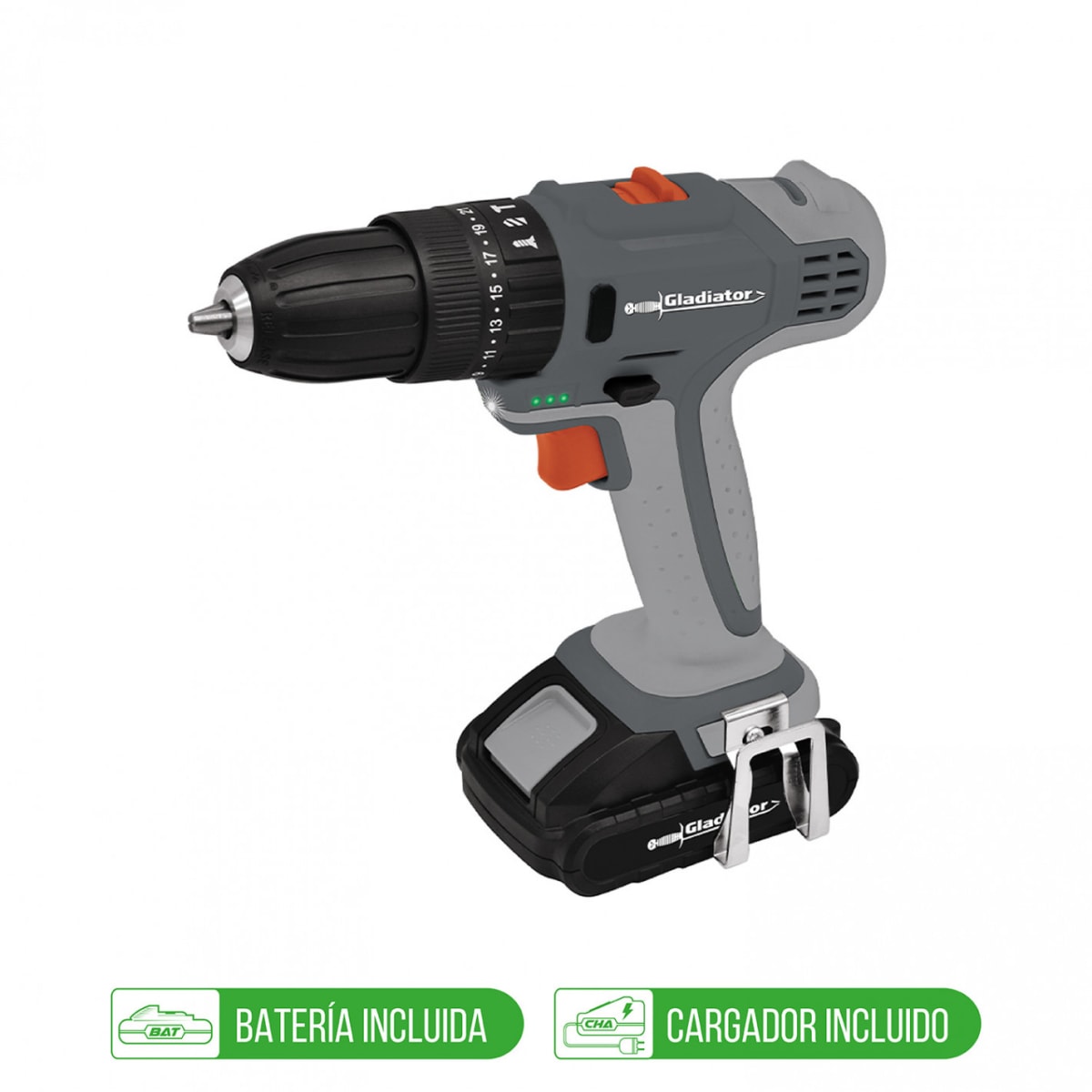 Taladro Inalambrico Gladiator 13mm 1B2Ah | TP 613/181