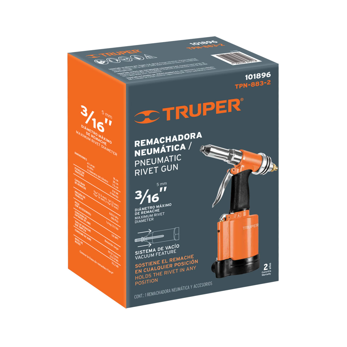 Remachadora Neumatica Truper 3/16