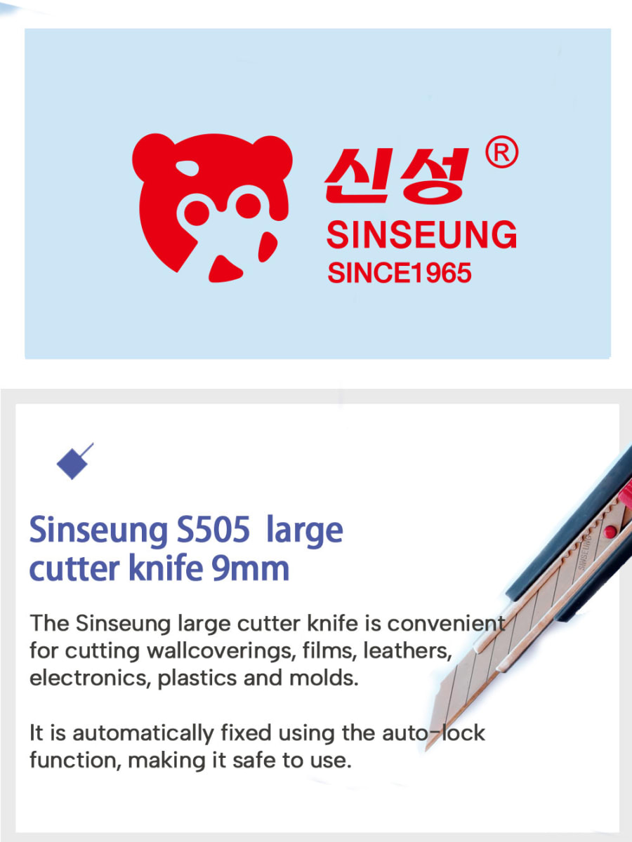 CUCHILLO CORTANTE CUTTER PROFESIONAL HOJA DE 9 MM S505, SINSEUNG KOREA3
