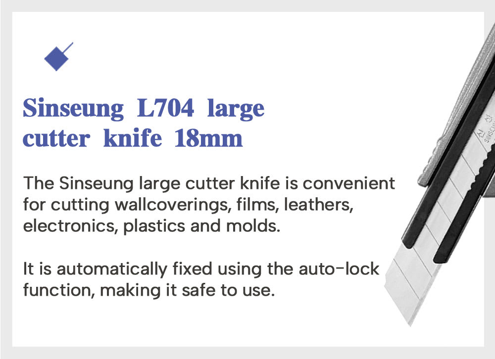CUCHILLO CORTANTE CUTTER PROFESIONAL DE ALUMINIO 18MM (HEAVY DUTY) L704, SINSEUNG KOREA5