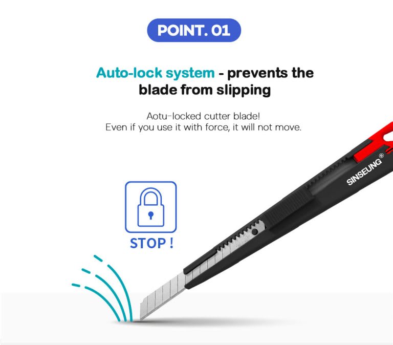 CUCHILLO CORTANTE CUTTER DE PRECISION  HOJA DE 9MM, S501, SINSEUNG KOREA4