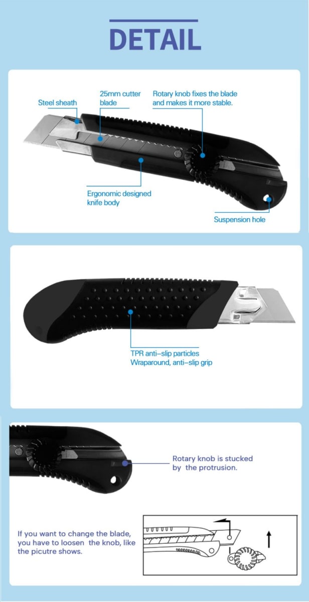 CUCHILLO CORTANTE CUTTER INDUSTRIAL DE ALTA RESISTENCIA 25MM , XL803 SINSEUNG KOREA7