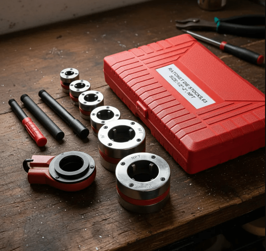 JUEGO DE TERRAJAS DE 1/2'' A 2'' ROSCA NPT  CON MALETIN (WT1055)2