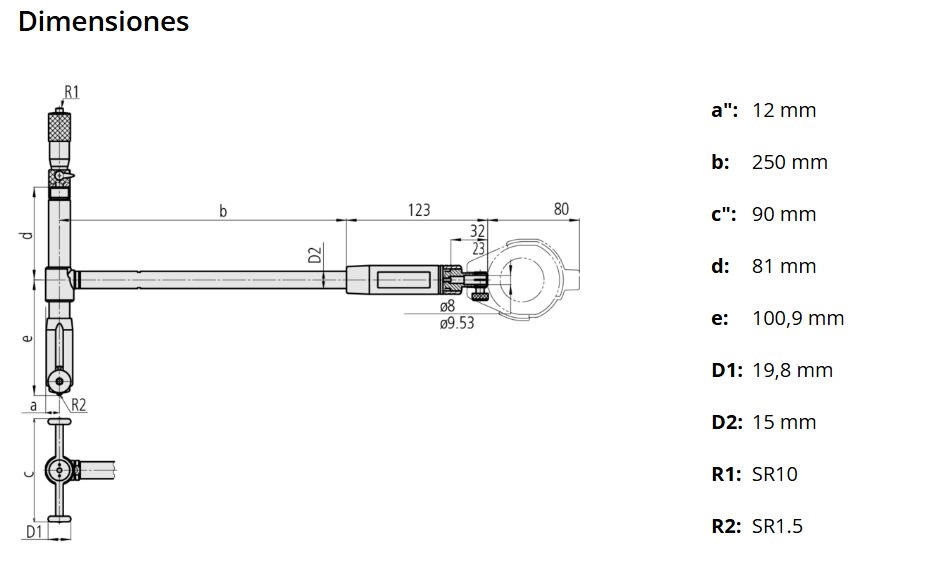 ALEXOMETRO VERIFICADOR DIAMETRO AGUJEROS INT.  250  - 400 MM..  GR. 0.01 MM. (511-816-20)5