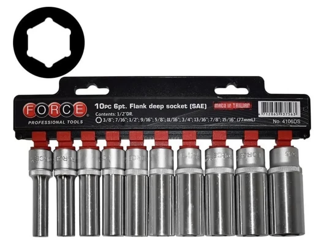 Juego de Dados largos Hexagonales []1/2'' 3/8''-15/16'' (4106ds)1