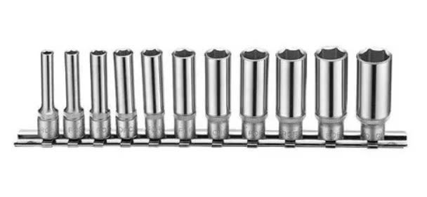 Juego Dados Hexagonales Largo 1/4'' 4-14mm 11pzs (21115)1