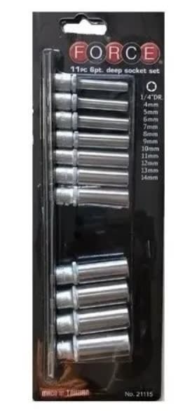 Juego Dados Hexagonales Largo 1/4'' 4-14mm 11pzs (21115)2