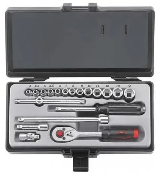 Juego de Dados Hexagonales C/redondo []1/4'' 4-14mm 19pz (2203)1