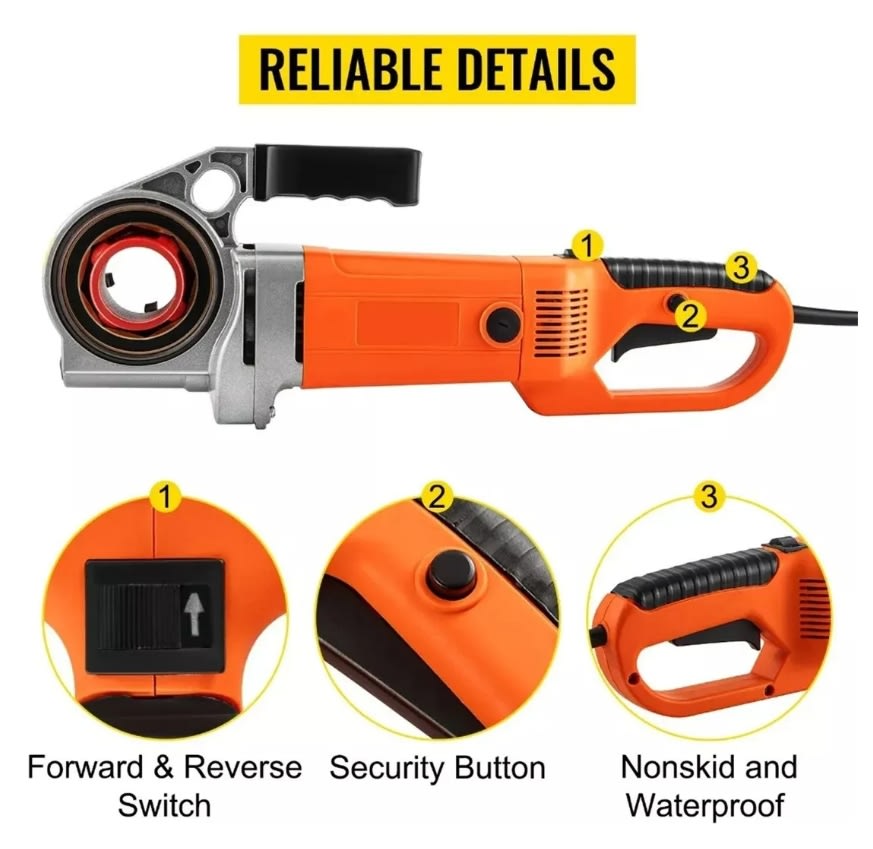 Roscadora De Tuberías Eléctrica Portátil 1400w, 220V ,1/2 -2''  Npt (1075A)3