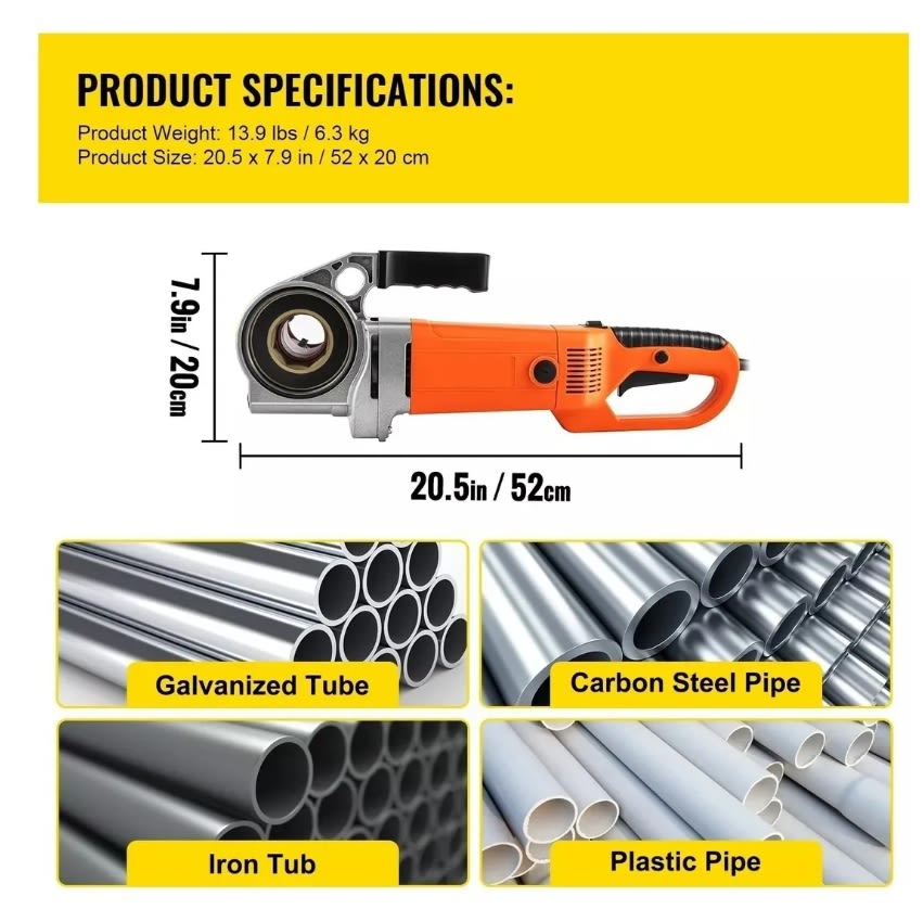 Roscadora De Tuberías Eléctrica Portátil 1400w, 220V ,1/2 -2''  Npt (1075A)6