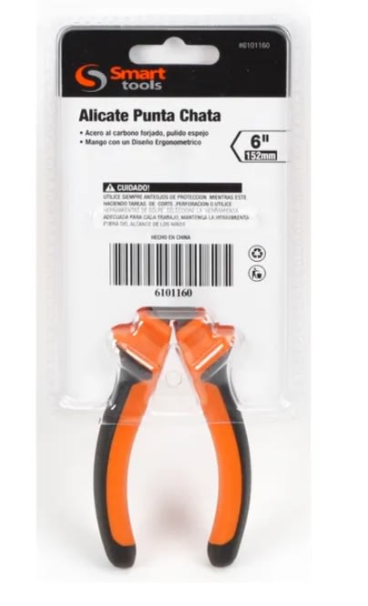 ALICATE PUNTA PLANA 6'' PULIDO.  ACERO CARBONO. M/ BIMATERIAL (6101160)1