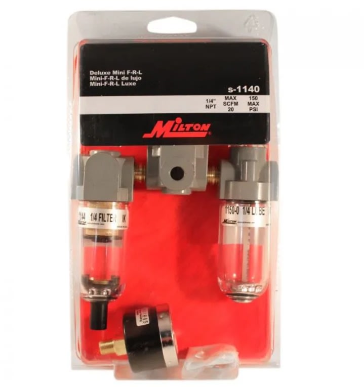 FILTRO, REGULADOR Y LUBRICADOR MINI DE 1/4'' 0 - 160 PSI.  20 PCM (S-1140)2