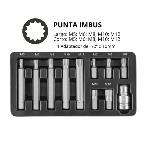 Juego De Puntas Imbus M5 - M12 Cortas / Largas (4112)4