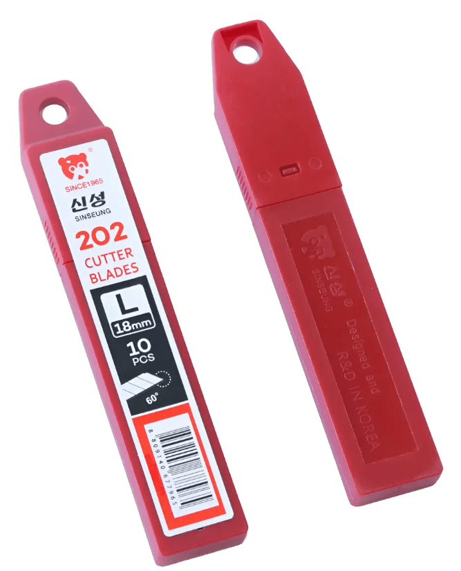 PEPUESTOS CUCHILLO CORTANTE CUTTER HEAVY DUTY 60° DE 18 MM PACK 10UN, L202 SINSEUNG KOREA2