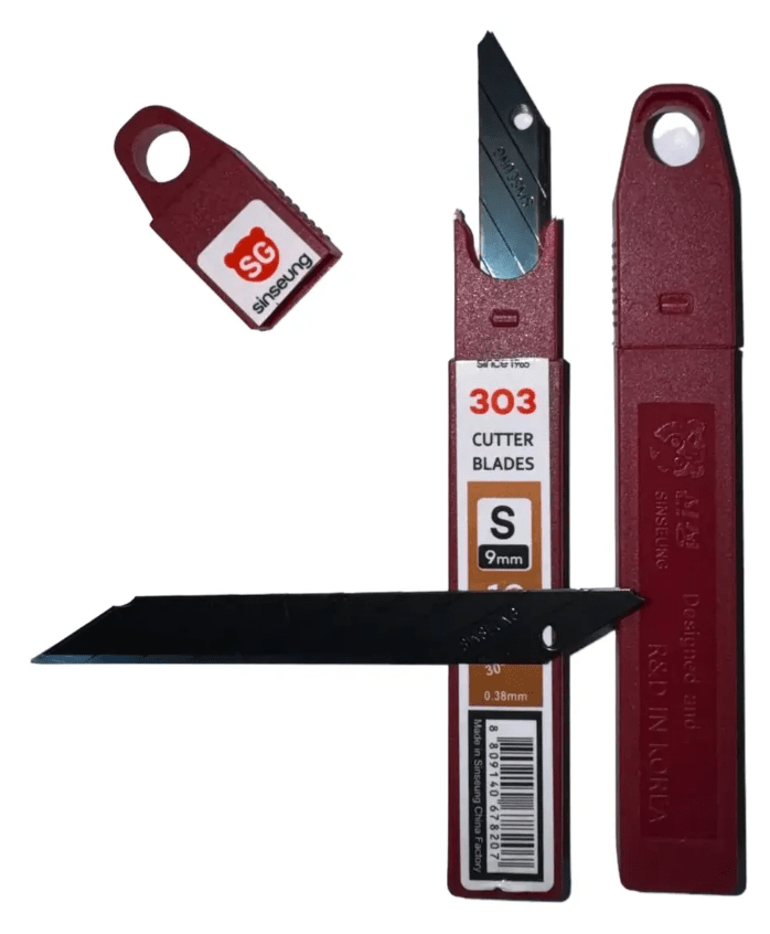 REPUESTOS CUTTER BLACK DE ALTA PRECISIÓN 9MM (SNAP-OFF) PACK 10 UN, S303 SINSEUNG KOREA2