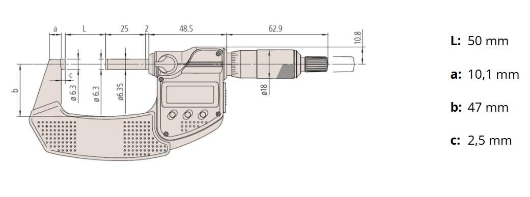 MICROMETRO DIGITAL DE 50 - 75  MM. 2-3'' (293-332)6