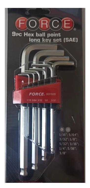 Juego Llaves Allen 1/16'' - 3/8'' Bola Larga (5093lbs)3