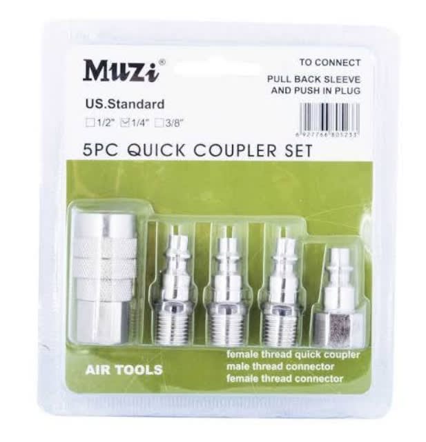 Kit De Acoples Rápidos Para Compresor 1/4'' (5 Piezas)3