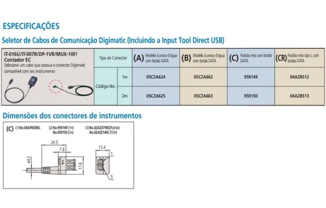 Cable Digimatic, Botón De Datos, Para Pc (959149)3