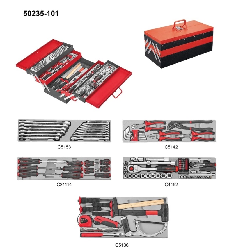 Caja 4 Bandejas Metálica 101 Herramientas (50235-101)4