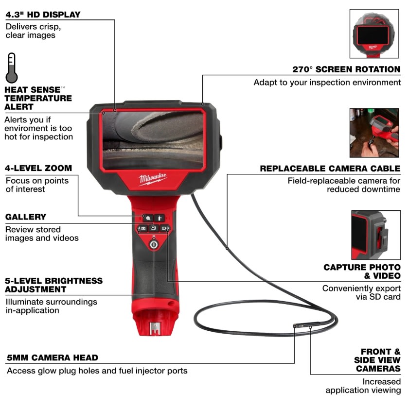 Boroscopio Cámara de Inspección Batería M12 (3150-20)2