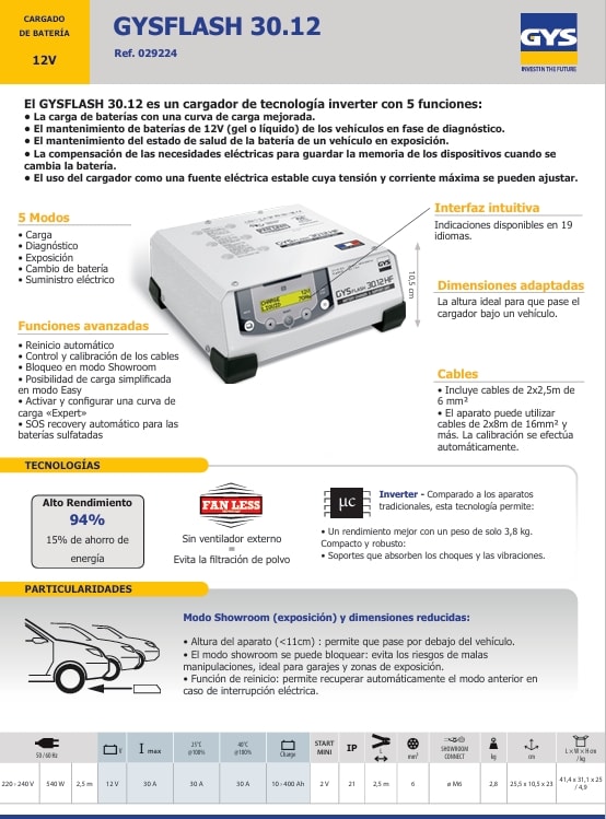 Cargador Baterias Gysflash 30.12 Hf (029224)7