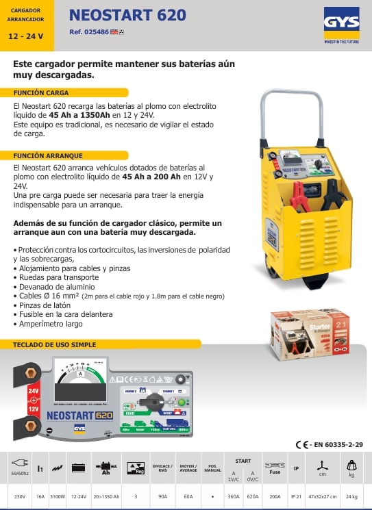 Cargador Partidor Baterias Neostart 620 12-24v (025288)5