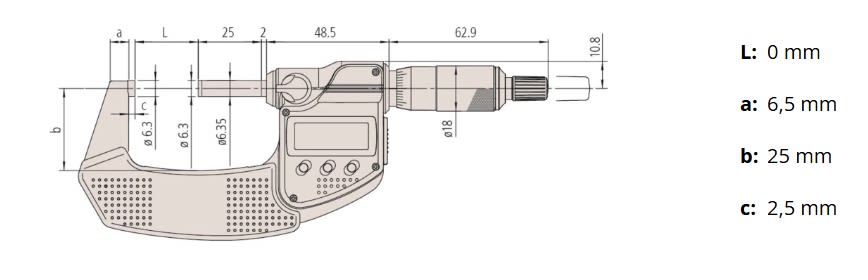 MICROMETRO EXTERIOR 0-25 MM/PLG. C/SALIDA (293-330)5