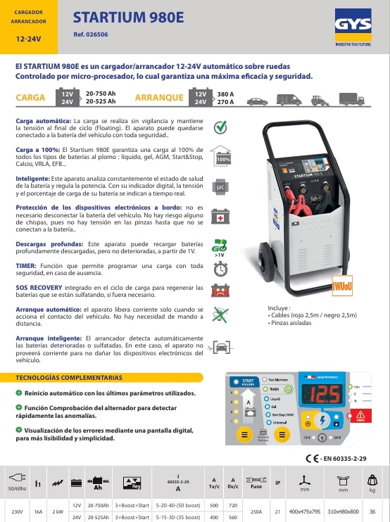 CARGADOR/PARTIDOR STARTIUM 980E-12/24V (026506)4