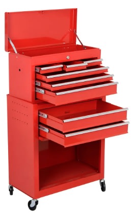 Caja para herramientas metálico, carro y Gabinete insertables de 8 Cajones.1