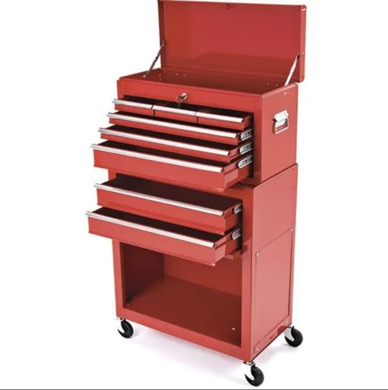 Caja para herramientas metálico, carro y Gabinete insertables de 8 Cajones.2