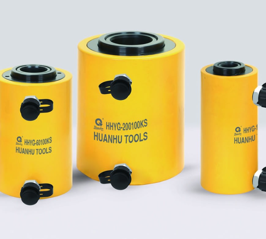 CILINDRO HIDRAULICO HUECO  DE 100T X 100MM DE CARRERA DOBLE EFECTO (HHYG-100100KS)2