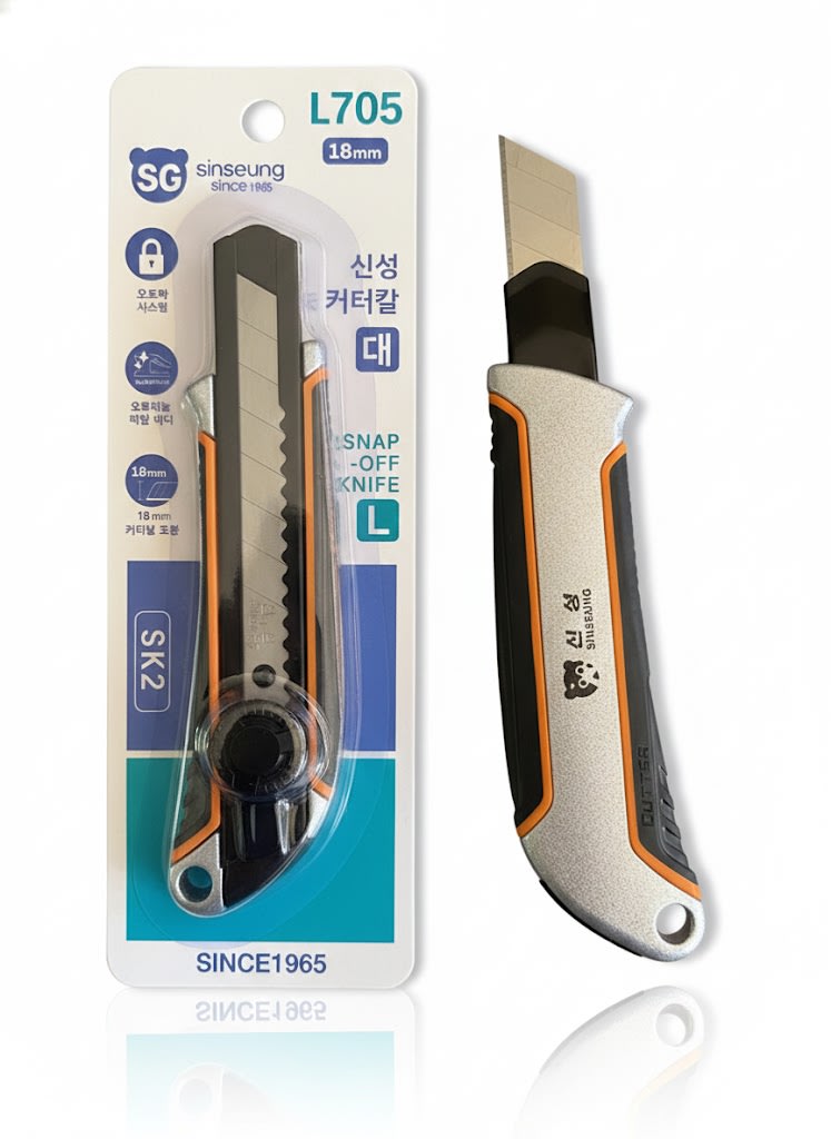 CUCHILLO CORTANTE CUTTER CON MANGO ANTIDESLIZANTE HOJA DE 18 MM L705, SINSEUNG KOREA2