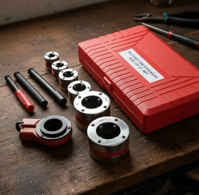 JUEGO DE TERRAJAS DE 1/2'' A 2'' ROSCA NPT  CON MALETIN (WT1055)5