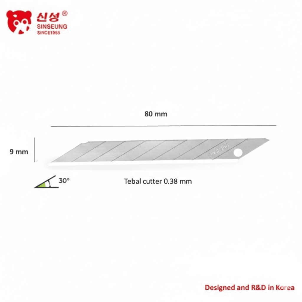 REPUESTOS CUCHILLO CORTANTE CUTTER 30° DE 9 MM PACK 10 UNIDADES, SINSEUNG KOREA3