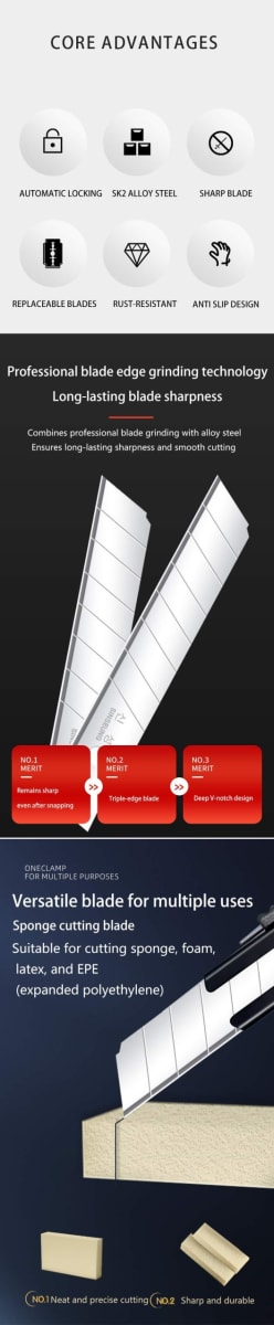 PEPUESTOS CUCHILLO CORTANTE CUTTER HEAVY DUTY 60° DE 18 MM PACK 10UN, L202 SINSEUNG KOREA6