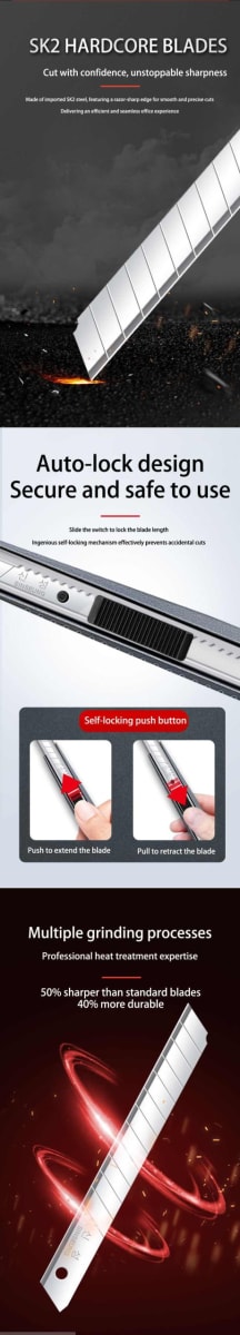 PEPUESTOS CUCHILLO CORTANTE CUTTER HEAVY DUTY 60° DE 9 MM PACK 10UN, S103 SINSEUNG KOREA5