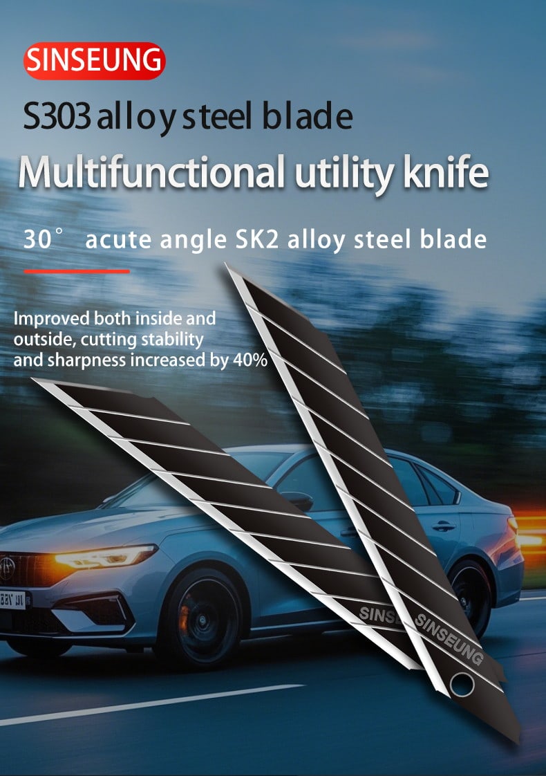 REPUESTOS CUTTER BLACK DE ALTA PRECISIÓN 9MM (SNAP-OFF) PACK 10 UN, S303 SINSEUNG KOREA4