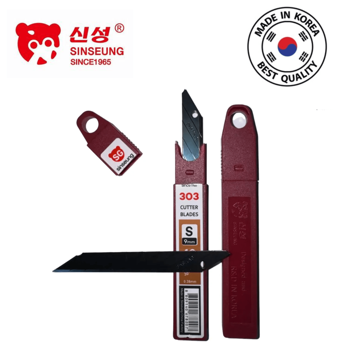 REPUESTOS CUTTER BLACK DE ALTA PRECISIÓN 9MM (SNAP-OFF) PACK 10 UN, S303 SINSEUNG KOREA1