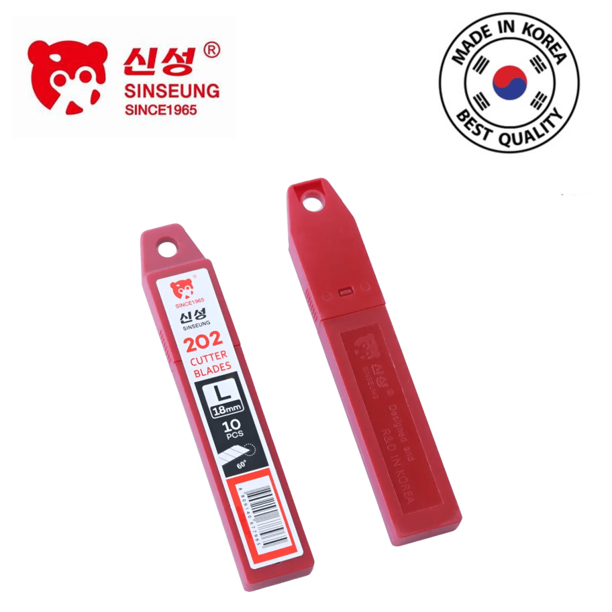 PEPUESTOS CUCHILLO CORTANTE CUTTER HEAVY DUTY 60° DE 18 MM PACK 10UN, L202 SINSEUNG KOREA1