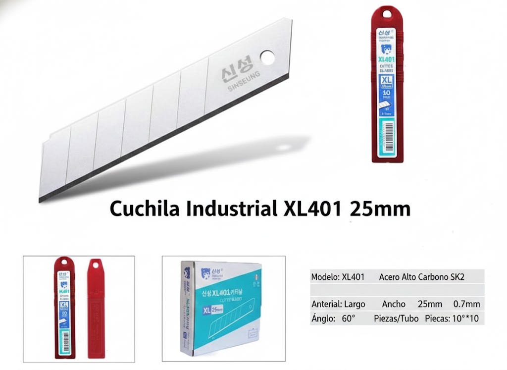 REPUESTO CUTTER SEGMENTADOS 25MM (HEAVY DUTY) PACK DE 10 UN, SINSEUNG KOREA2